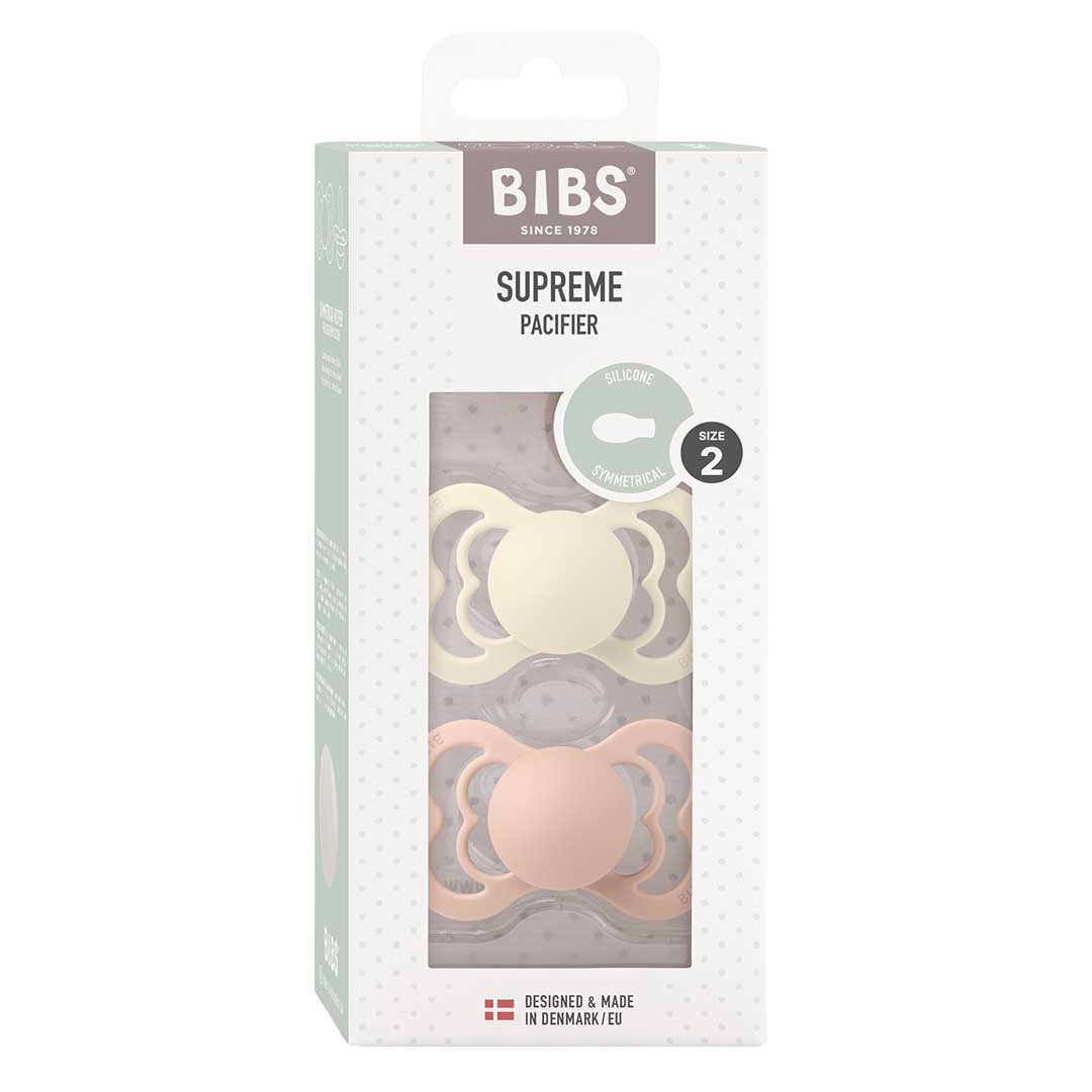 BIBS napp 2-Pack Supreme 6-18m Silicone Ivory/Blush