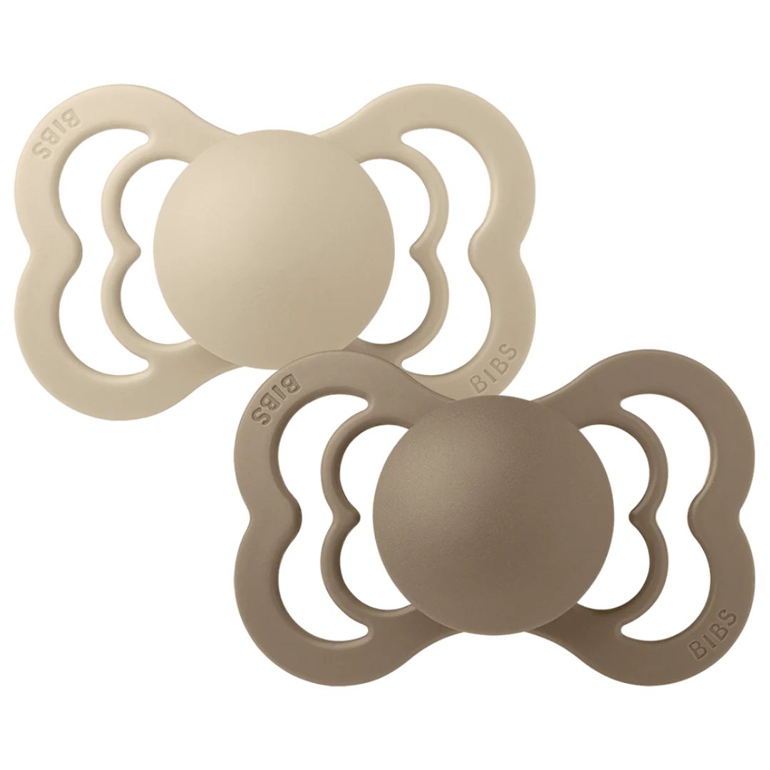 Bibs Napp 2-Pack Supreme 6-18m Silicone Vanilla/Dark Oak